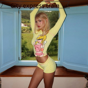 sexy fit slit dress women卡通印花休闲运动 Strapless for slim