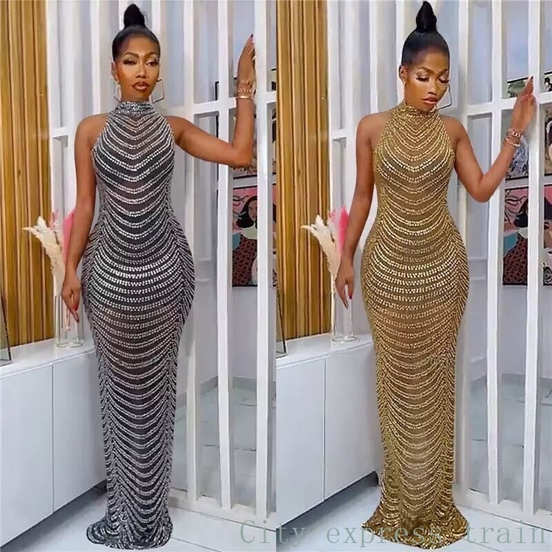 Printed short slim and sexy dress for women晚礼服女款2021春