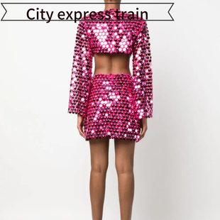 embroidered sequined dres春夏性感网红辣 neck sexy Women