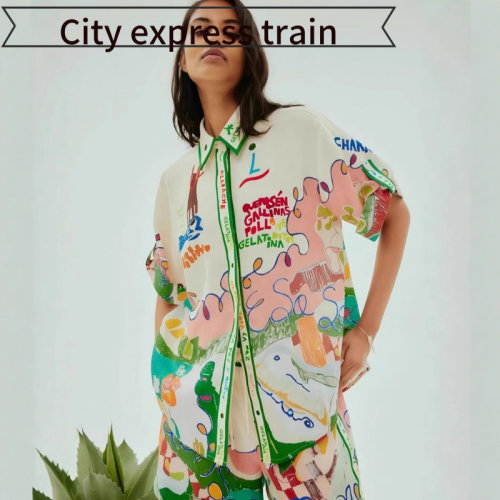 Printedlinencasualdressshirtca