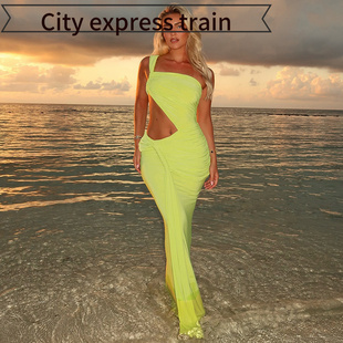 sexy fit slit dress women热销性感抹胸单肩 Strapless for slim