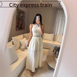 embroidered sequined dres春夏背心花边半 neck sexy Women