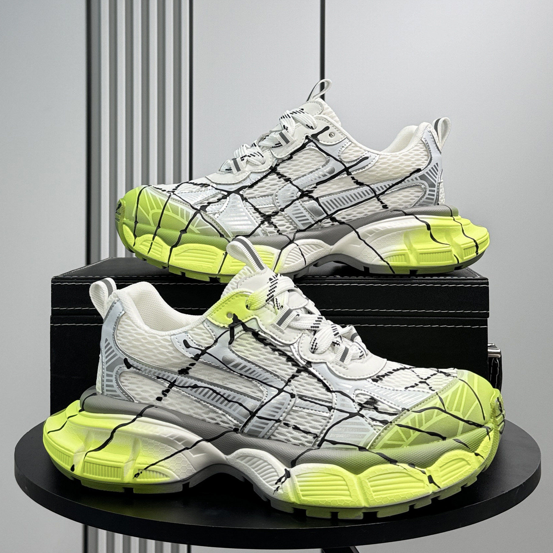 【商场同款】巴黎潮牌老爹鞋男2026夏季透气超火小众泼墨厚底内增,流行男鞋,老爹鞋,淘宝优惠券,粉丝福利购,淘宝优惠卷