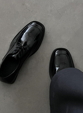 【商场同款】黑色德比鞋休闲方头皮鞋男款商务正装通勤乐福鞋clea