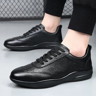 【商场同款】牛师傅手工男鞋新款打孔透气皮鞋秋季软底软面板鞋头