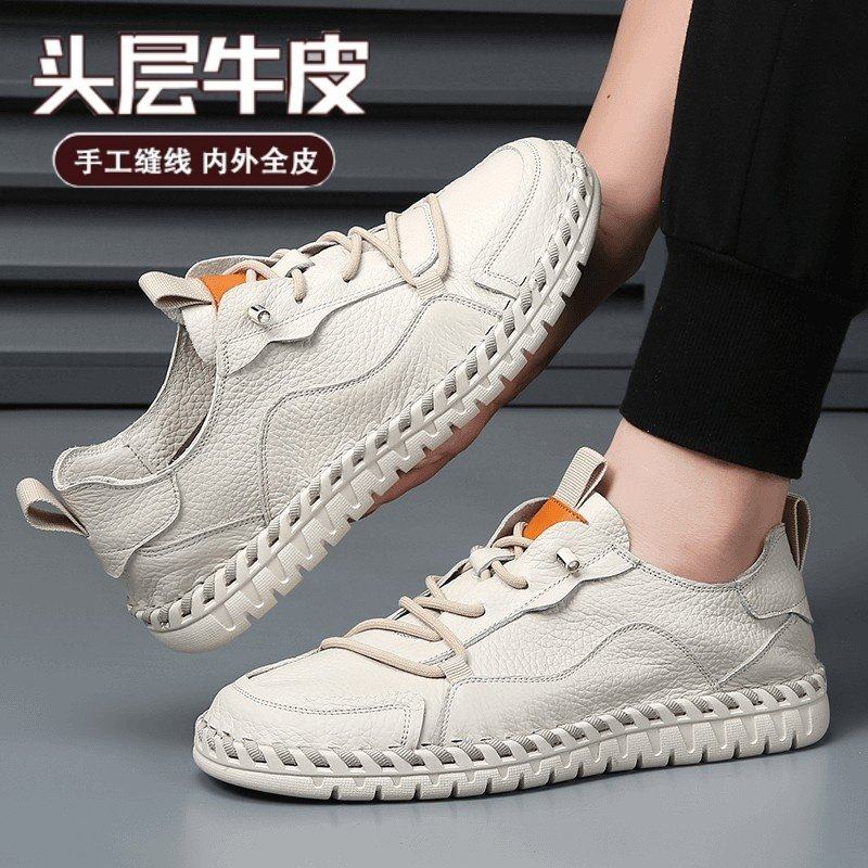 【商场同款】牛师傅手工男鞋头层牛皮休闲男豆豆鞋手工缝包透气镂,流行男鞋,休闲皮鞋,淘宝优惠券,粉丝福利购,淘宝优惠卷