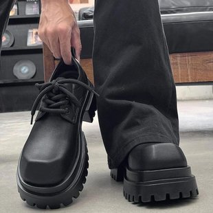 【商场同款】方头德比鞋男加绒厚底7cm增高发型师皮鞋高级感大头