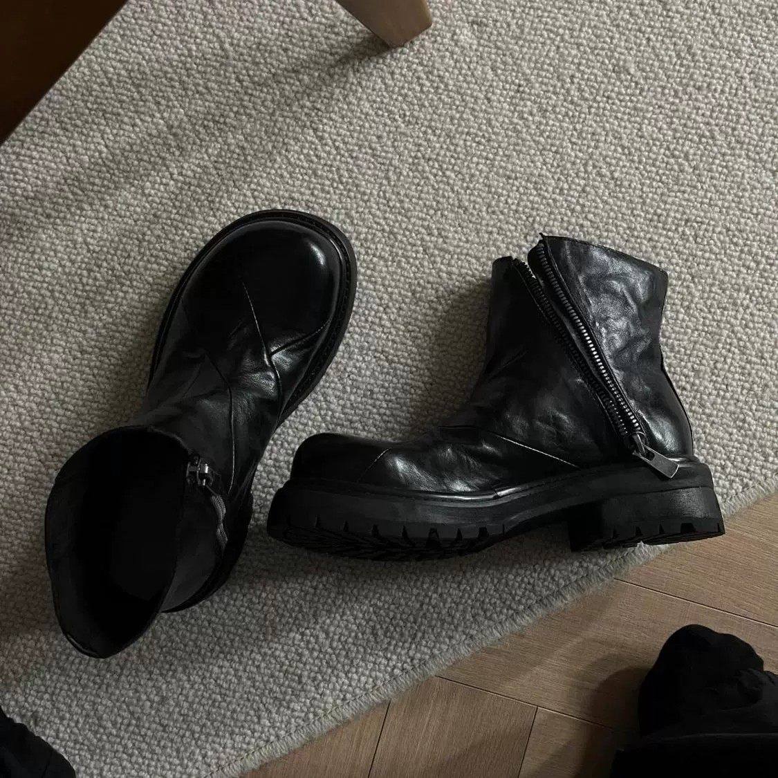 【商场同款】拉链马丁靴男款高帮大头德比鞋黑色中帮切尔西靴增高