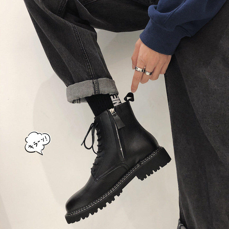 【商场同款】马丁靴男款冬季加绒黑色高帮皮鞋英伦潮流百搭韩版增