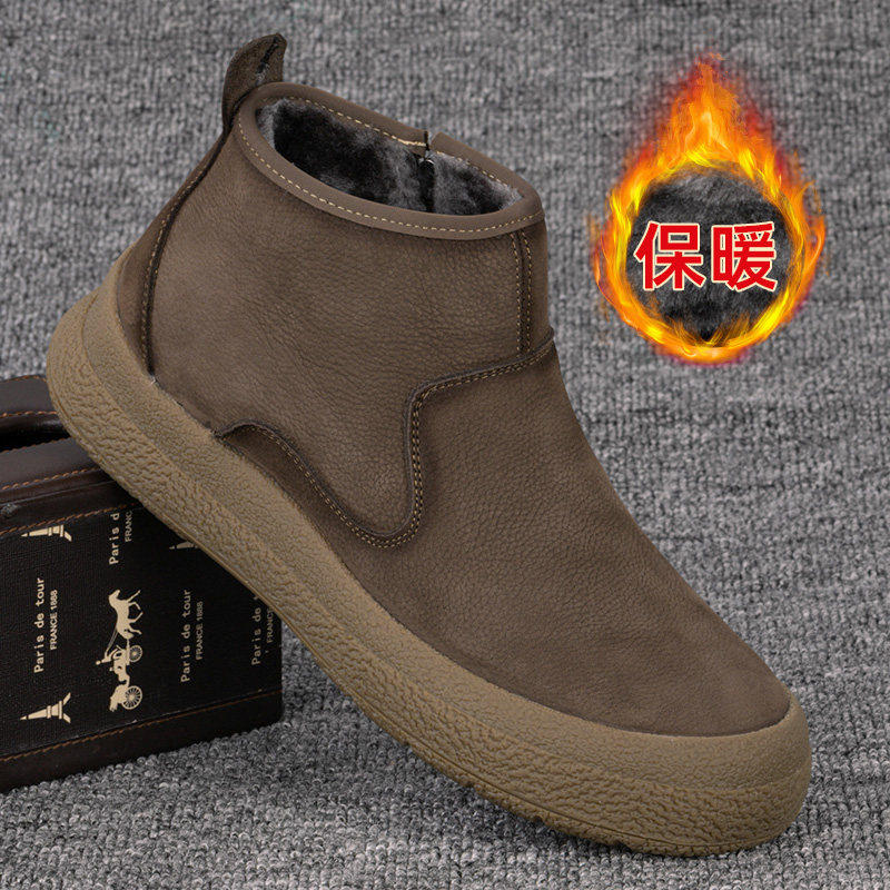 【商场同款】外贸马丁靴男款2025秋冬拉链男士短靴复古牛皮高帮加