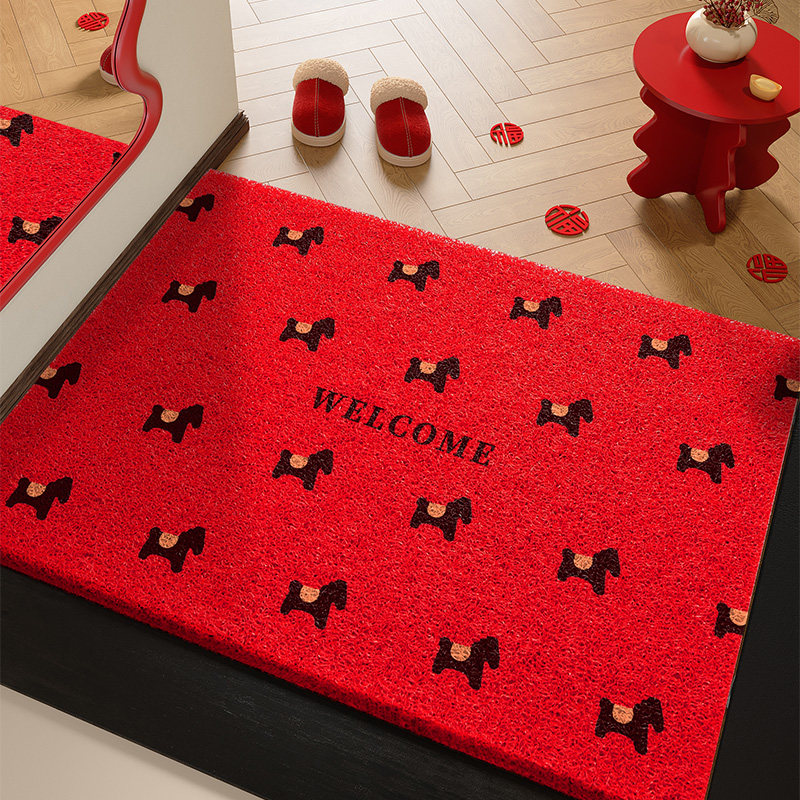 2026新款马年地垫入户门垫进门新年脚垫喜庆红色丝圈玄关进户地毯,居家布艺,入户地垫,淘宝优惠券,粉丝福利购,淘宝优惠卷