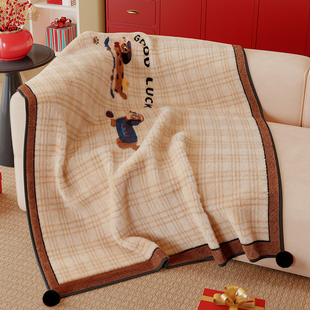 2026新年毛毯卡通披肩法兰绒毯加厚毯子沙发毯多巴胺冬毯床尾盖毯