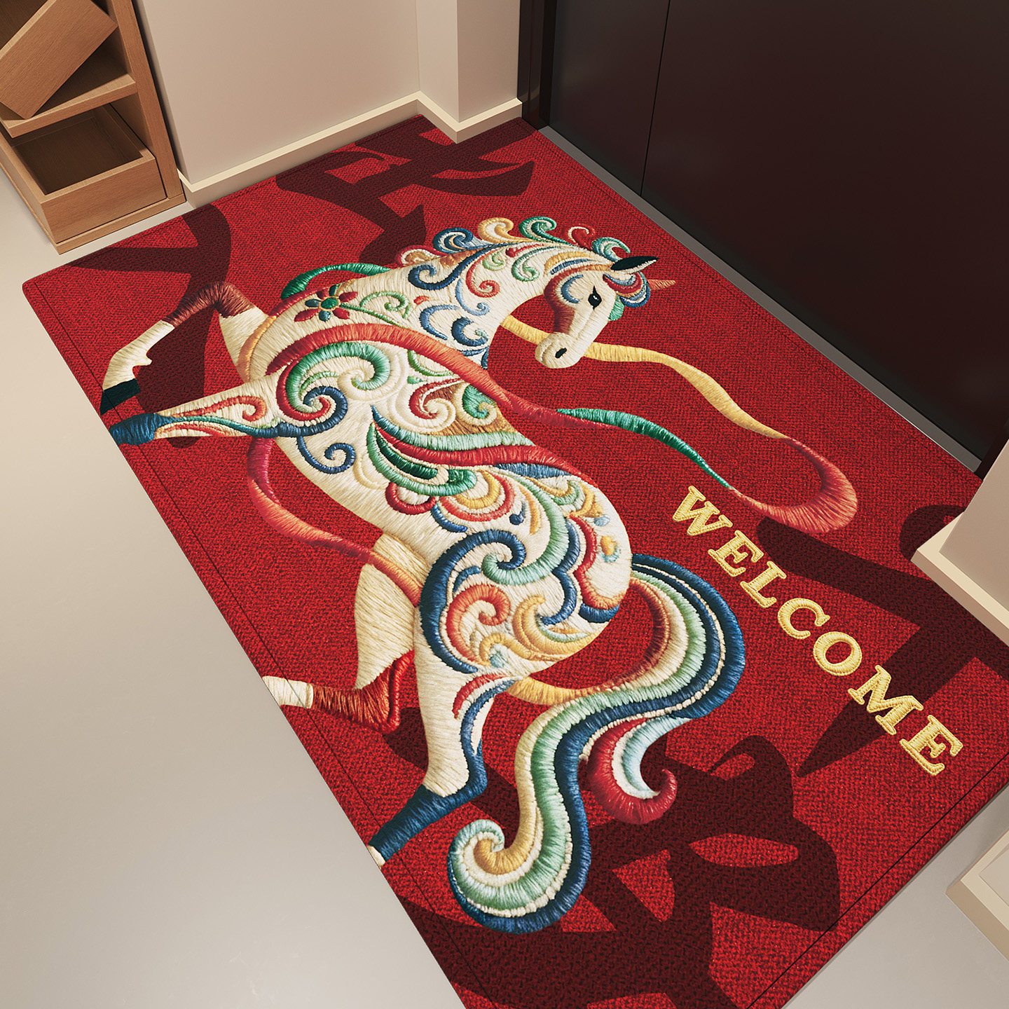 马年新款入户门地垫2026高级感门垫喜庆红门口地毯免洗脚垫可裁剪,居家布艺,入户地垫,淘宝优惠券,粉丝福利购,淘宝优惠卷
