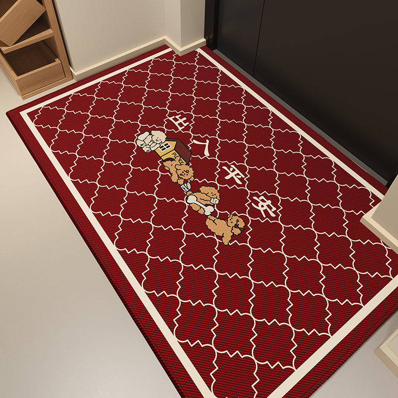 新款卡通红色耐脏洗防入户门地垫