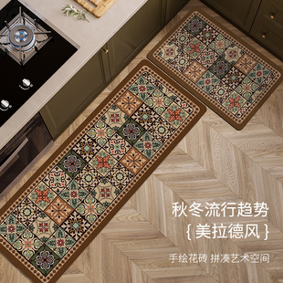 美拉德花砖复古厨房吸水地垫脚垫免清洗可擦垫子硅藻泥防滑可裁剪
