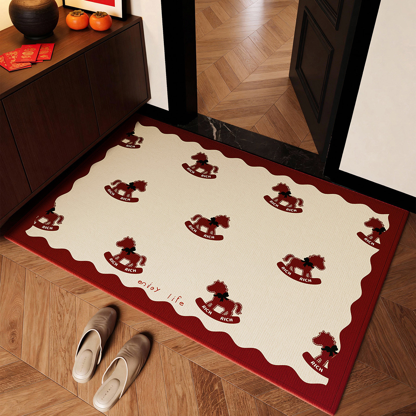 入户门地垫2026新款高端马年红色进门垫大门口地毯专用脚踏垫耐脏,居家布艺,入户地垫,淘宝优惠券,粉丝福利购,淘宝优惠卷