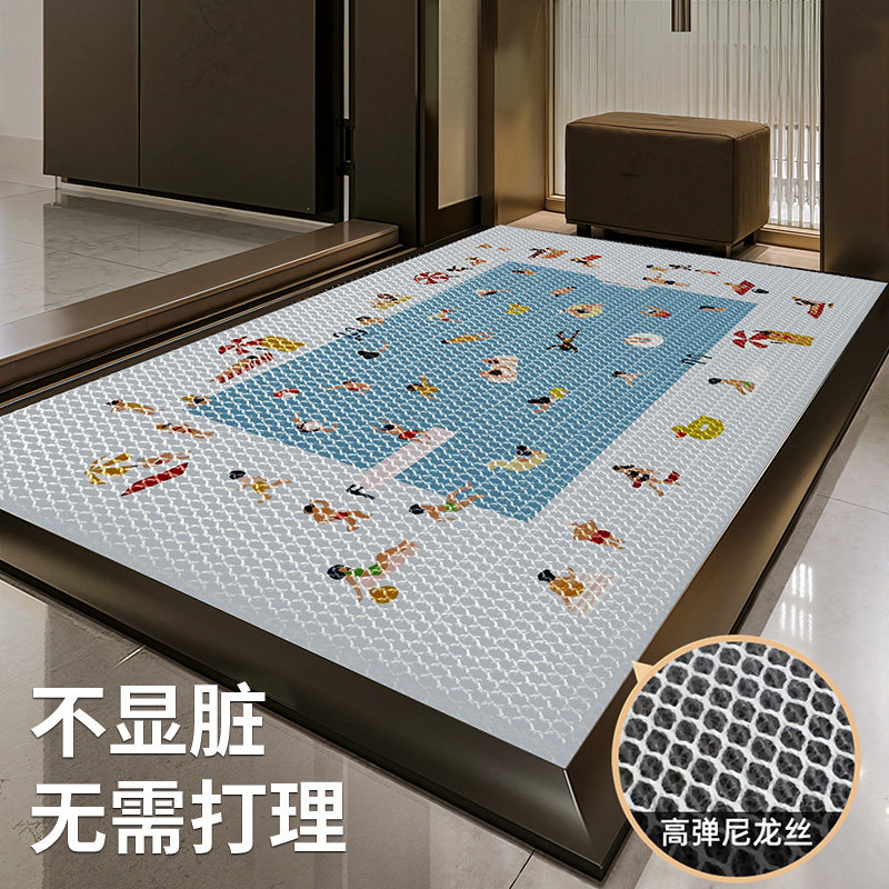 入户门地垫进门脚垫客厅家用玄关轻奢高级感弹力丝防滑垫门口地毯