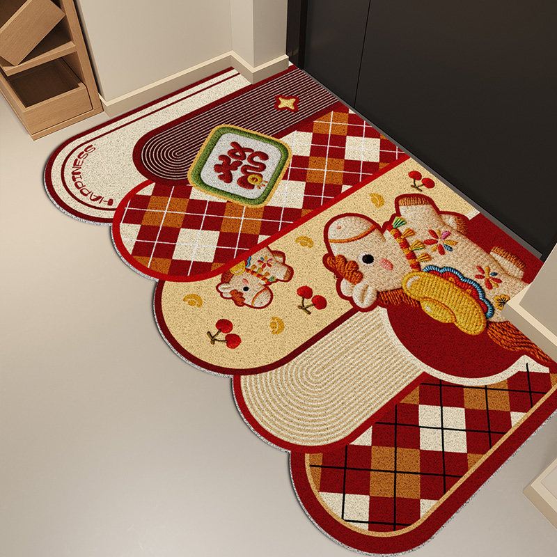 入户地垫2026新款马年门垫玄关地毯新年脚踏垫子高级耐脏红色丝圈,居家布艺,入户地垫,淘宝优惠券,粉丝福利购,淘宝优惠卷