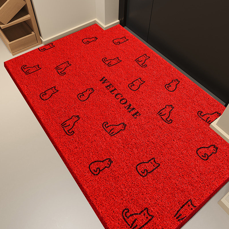 新升级红色丝圈入户地垫