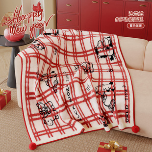 2026新款红色沙发盖毯防猫抓午睡毛毯铺床加厚双面绒沙发盖布巾冬