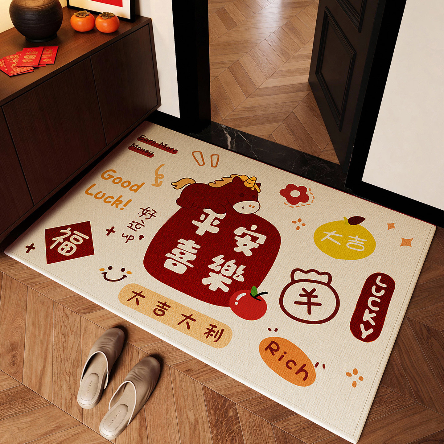 高端入户门地垫别墅门口蹭土脚垫门外新年马年喜庆红色地毯门垫子,居家布艺,入户地垫,淘宝优惠券,粉丝福利购,淘宝优惠卷