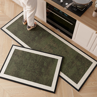 法式厨房地垫2026新款绿色防滑吸水防油可擦免洗专用脚垫地面地毯