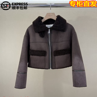 AIVEI艾薇国内代购2025冬季新款仿麂皮环保皮草夹克外套XRV7P02B