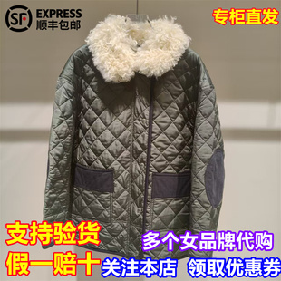 SHORT SENTENCE短句国内代购2025冬季新毛领拼布绗缝棉服25AWPD02