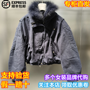 REVAN/芮范国内代购2025冬新时尚毛毛领拉链短款羽绒服RL90501223