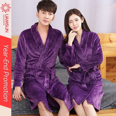 men women pajamas gown bathrobe winter pyjamas night-robe