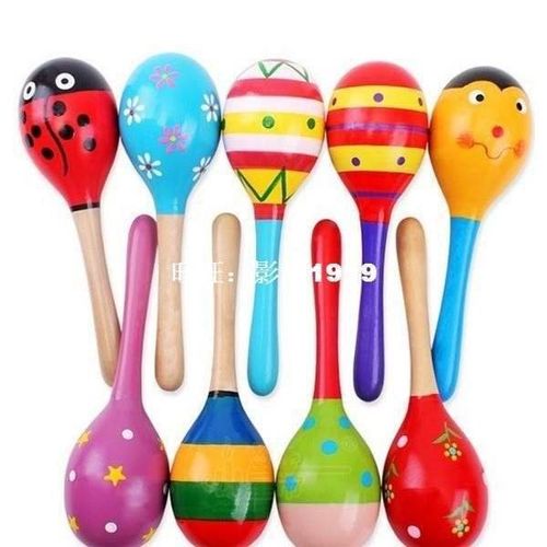 Cartoon Mini Infant Baby Rattle Toy Wooden Maracas Baby Toys
