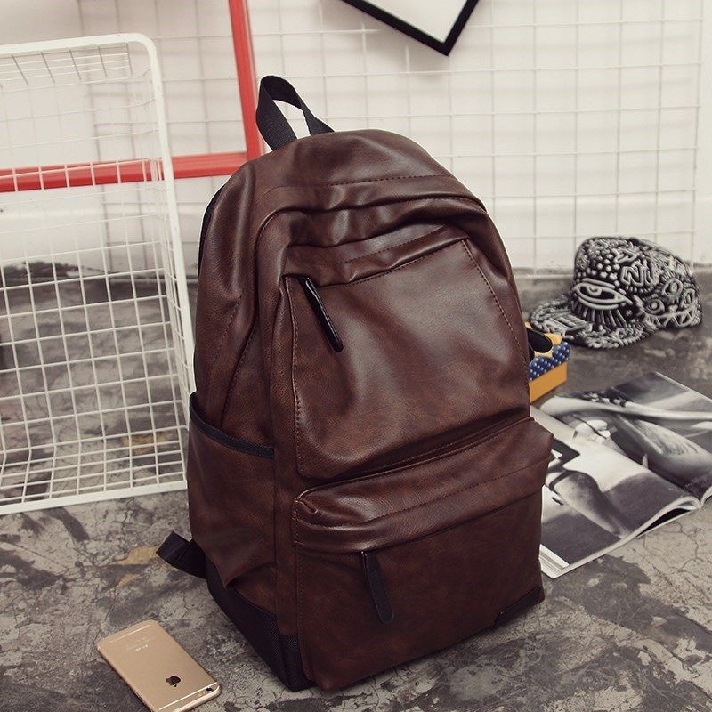 双肩包男女Women Men Backpacks Pu Leather Rucksack School Bag