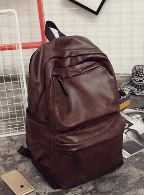 双肩包男女Women Men Backpacks Pu Leather Rucksack School Bag