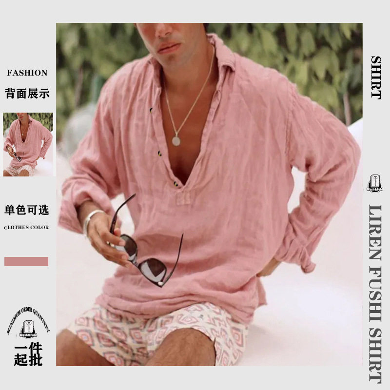 2025欧美新款男士纯色翻