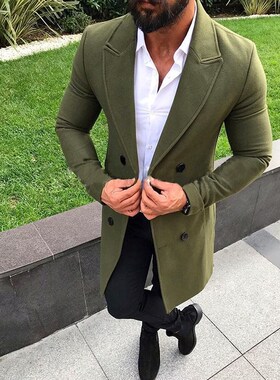 2018 Ouqiu new men's windbreaker woolen coat coat男外套