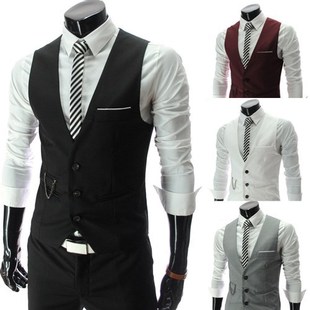 Men Slim Suit Vests Male Business Casual Vest Men Waistcoat