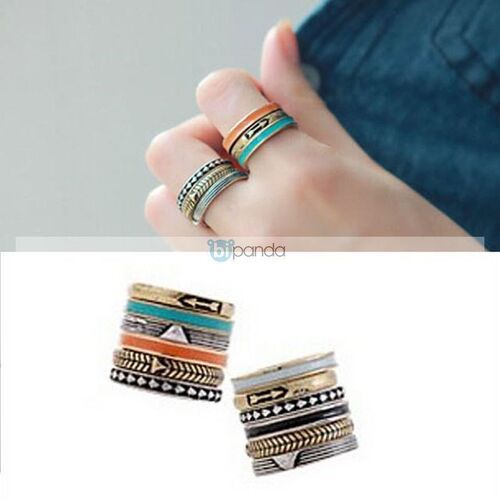 6 Retro Bohemian Style Women Midi Finger Rings Set Fashion