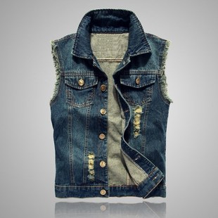 Men's cowboy waistcoat Sleeveless coat men denim vest jacket