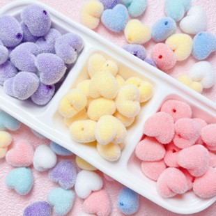 新款cdiy可爱植绒创意立体爱心珠子手工头饰发夹手机壳配件串珠