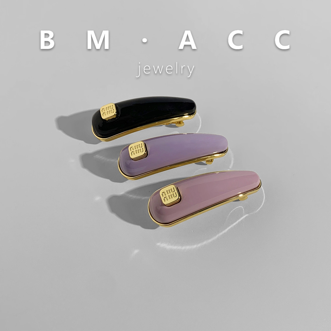 ins新款水滴形金属一字发夹女百搭M字母装饰边夹多色可选金属发饰