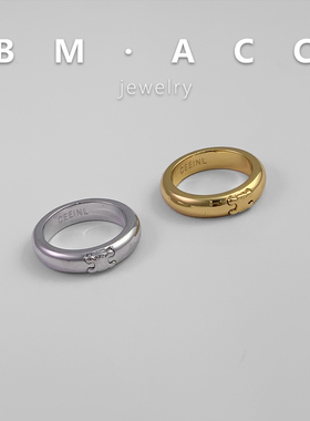 欧美C字母金色情侣素圈食指戒指女小众设计高级感时尚个性精致
