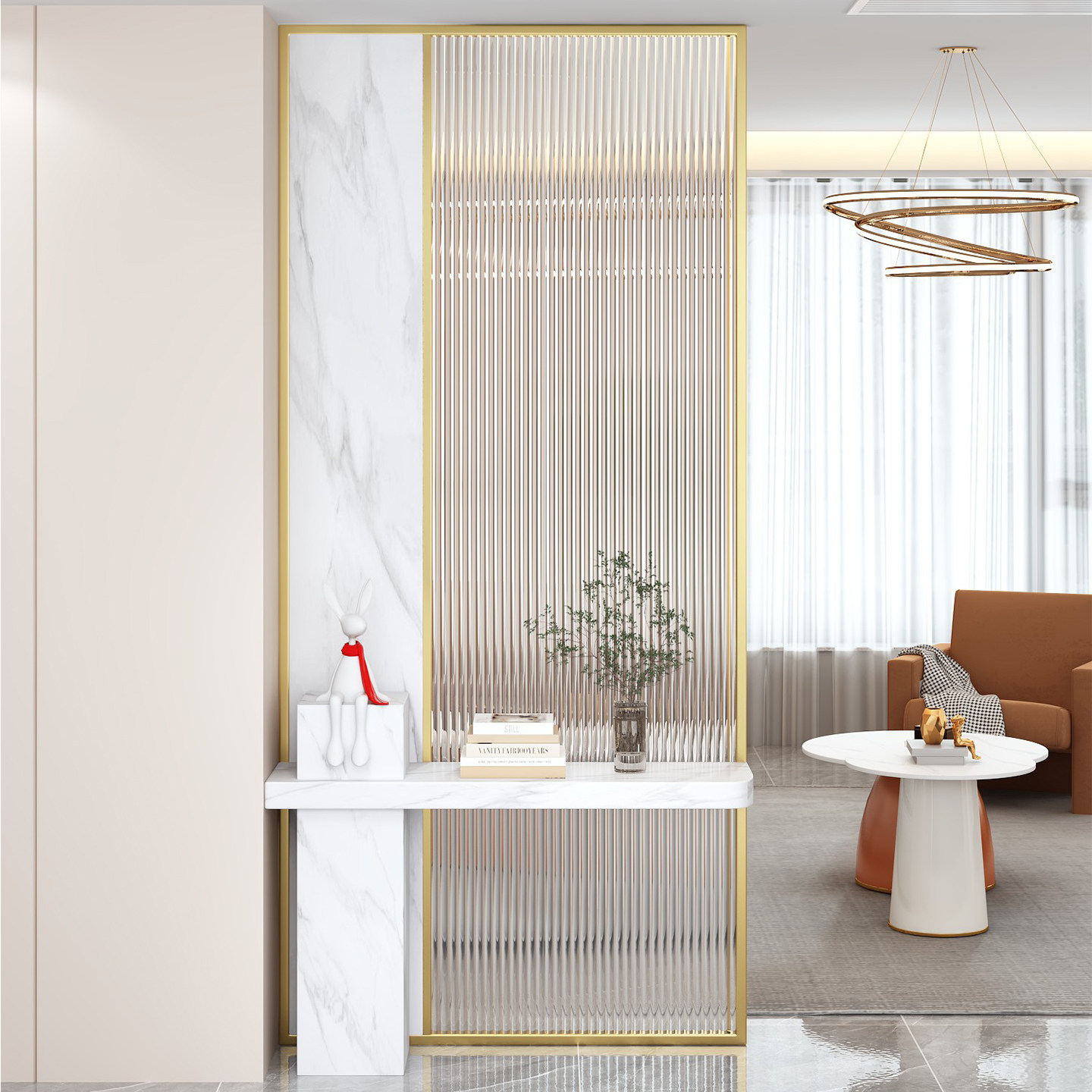 入户长虹玻璃隔断客厅现代简约办公室进门玄关装饰遮挡卧室屏风墙