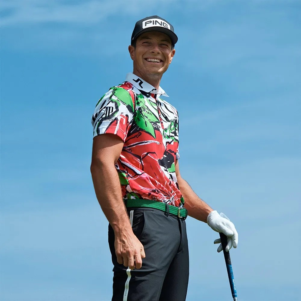 金林德伯格j.lindeberg大师赛维克多·霍夫兰印花高尔夫短袖t恤