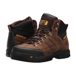 代购CATERPILLAR男士工装靴防水防滑防油钢头防护全粒面皮革
