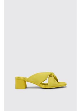 代购Camper女士凉鞋轻便透气环保材质再生PET黄色交叉带方跟中跟