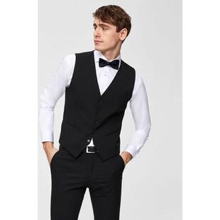 代购SELECTED思莱德男士马甲正式合身黑色修身婚礼宴会西装爆款