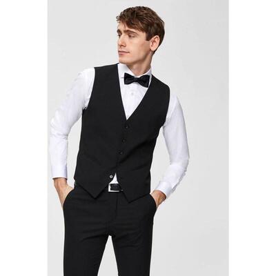 代购SELECTED思莱德男士马甲正式合身黑色修身婚礼宴会西装爆款