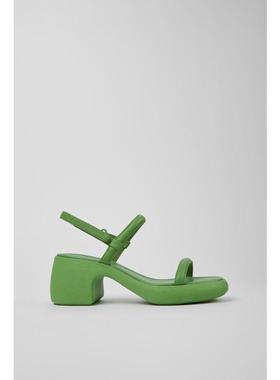 代购Camper女士凉鞋轻便透气舒适减震绿色方头粗跟搭扣设计夏季