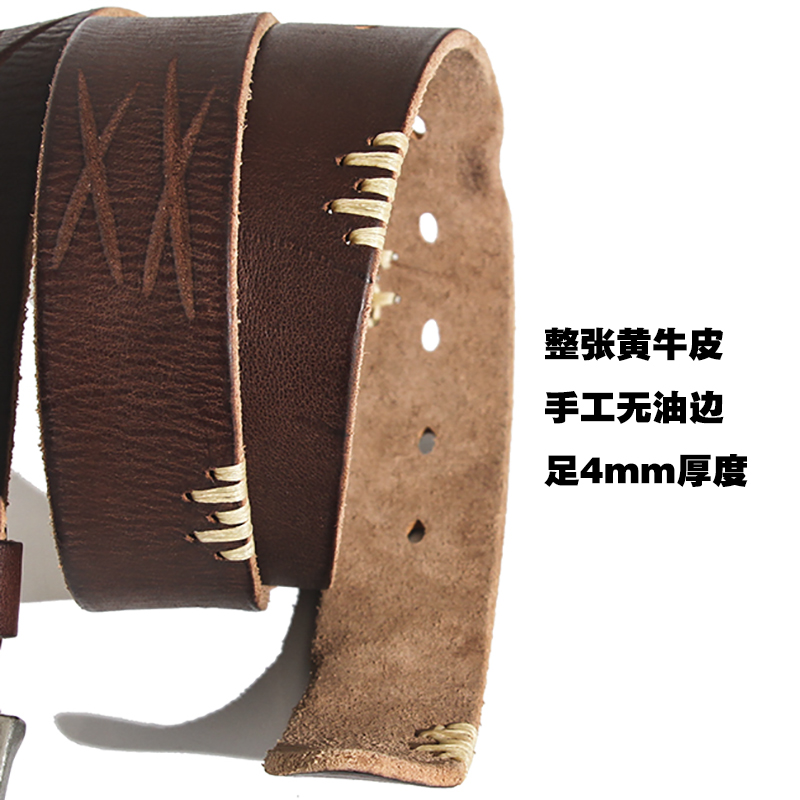 黄牛皮无油美式复古风男士皮带