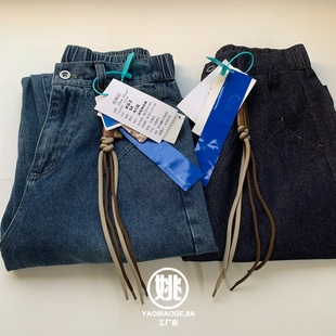 S原500+美式工装复古春夏系带长裤水洗宽松休闲高街男女款牛仔裤